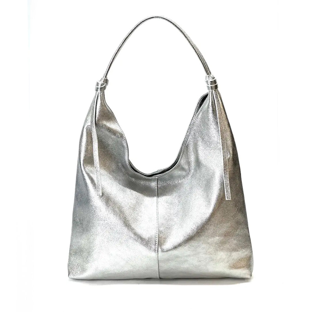 BORSA A SPALLA MODELLO A SACCA CON LACCI SUI MANICI