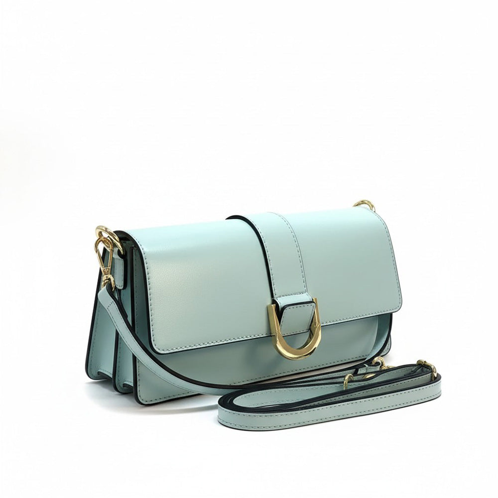 BORSA POCHETTE A TRACOLLA CON FIBBIA OVALE IRREGOLARE