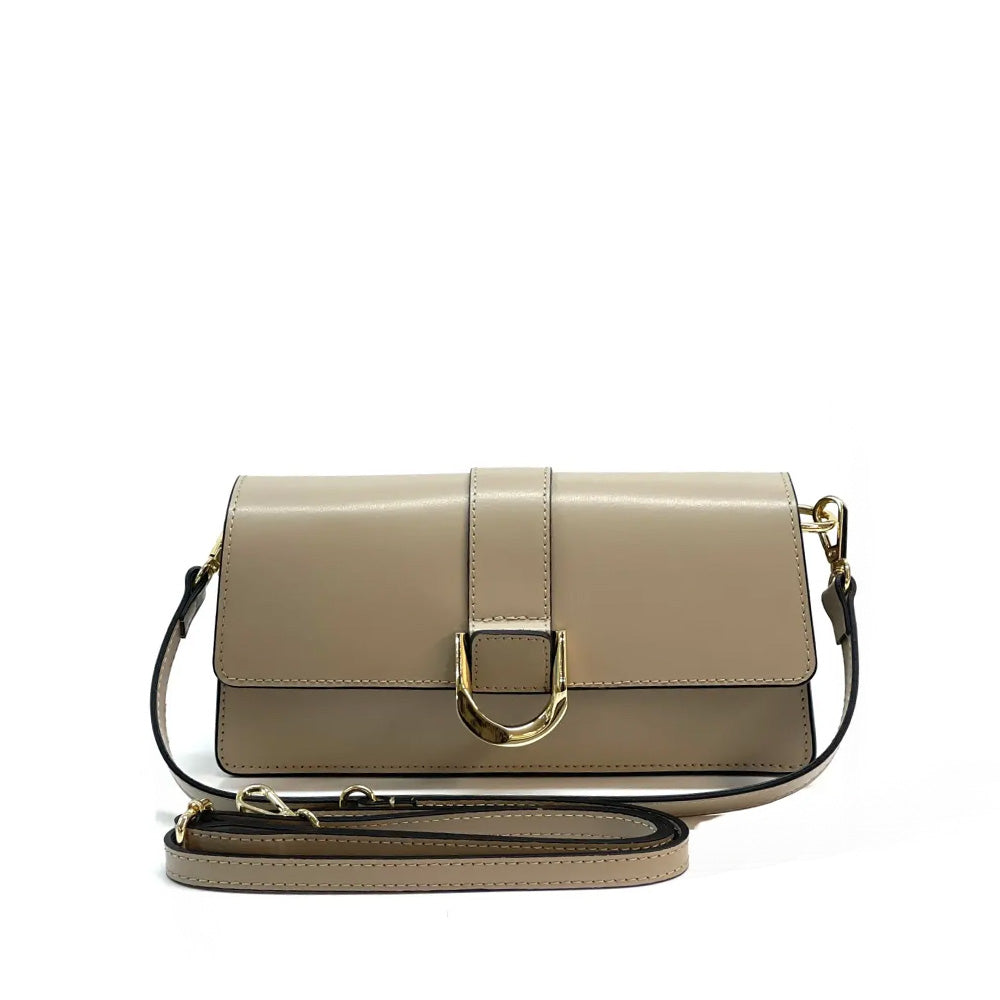 BORSA POCHETTE A TRACOLLA CON FIBBIA OVALE IRREGOLARE