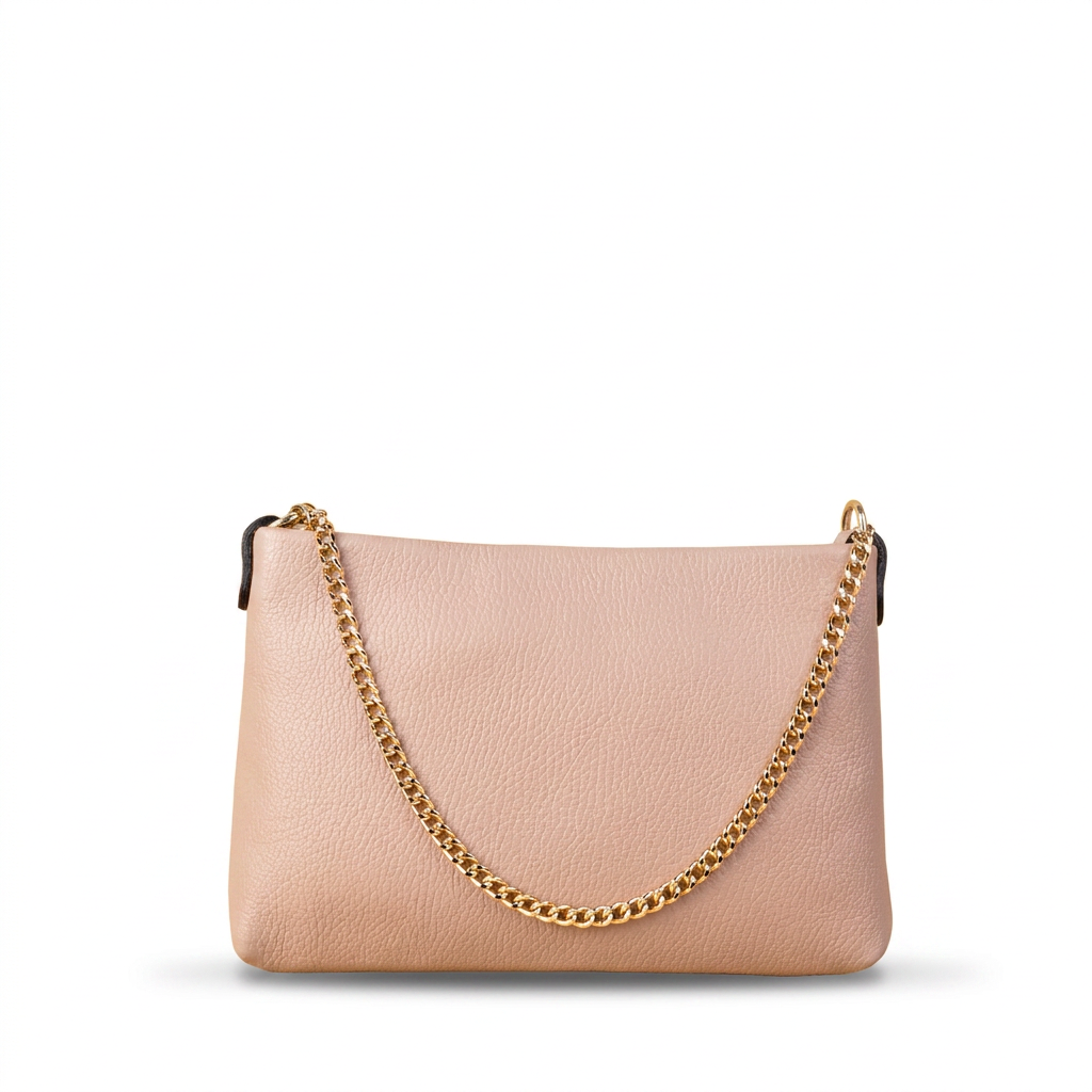 BORSA POCHETTE CLASSICA CON CHIUSURA A ZIP E MANICO A CATENA