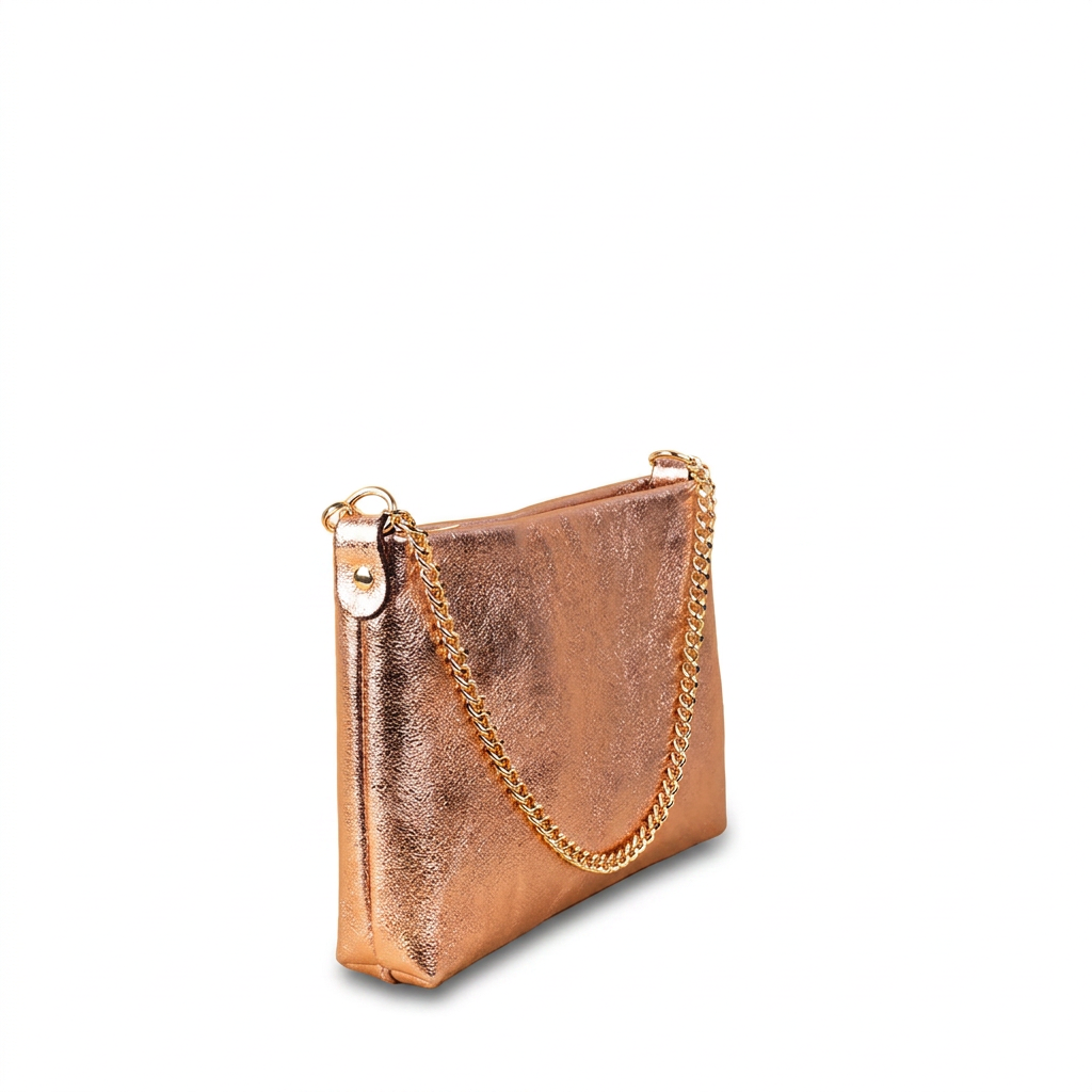 BORSA POCHETTE CLASSICA CON CHIUSURA A ZIP E MANICO A CATENA