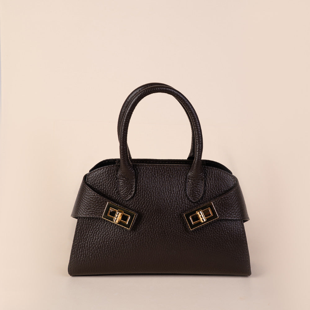 BORSA A MANO IN PELLE CON DOPPIA FIBBIA