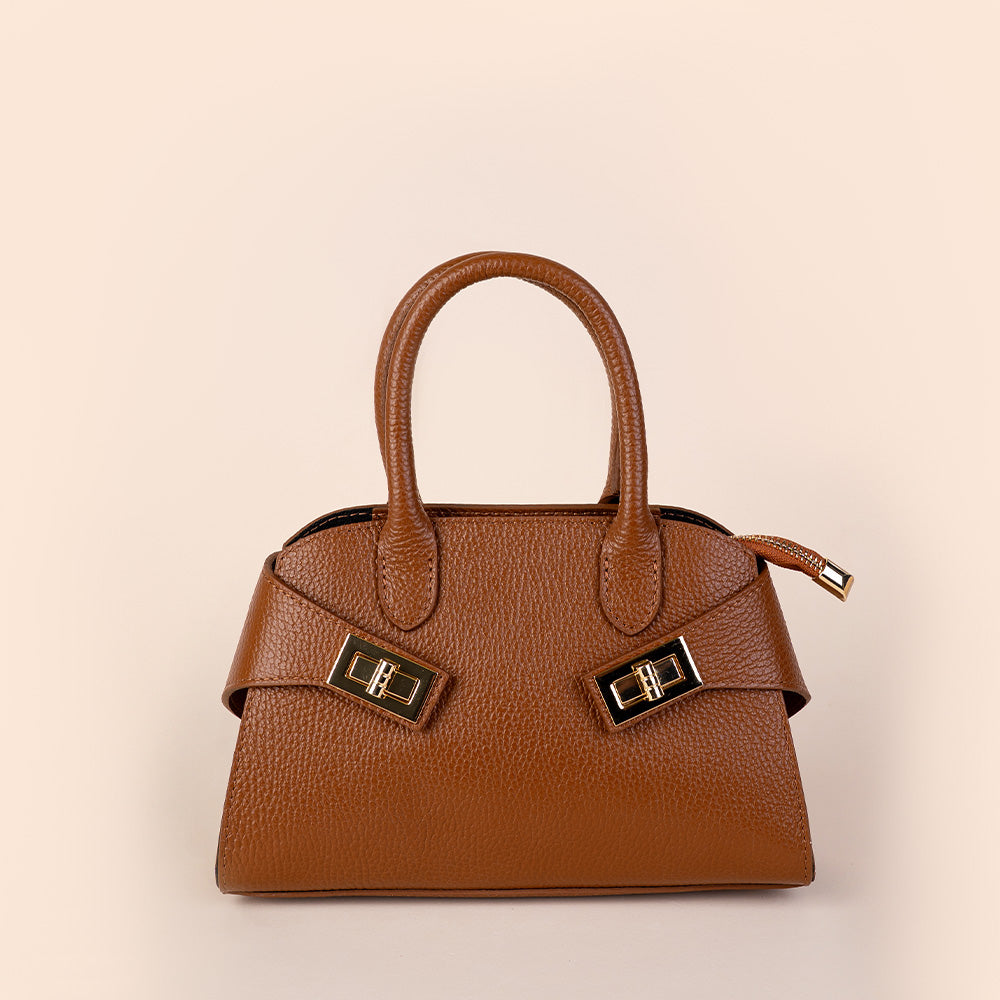 BORSA A MANO IN PELLE CON DOPPIA FIBBIA