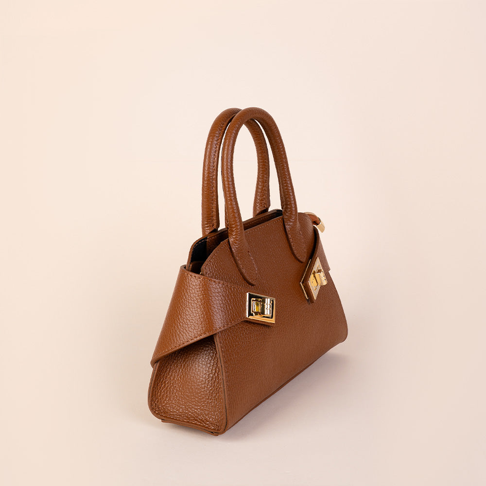 BORSA A MANO IN PELLE CON DOPPIA FIBBIA