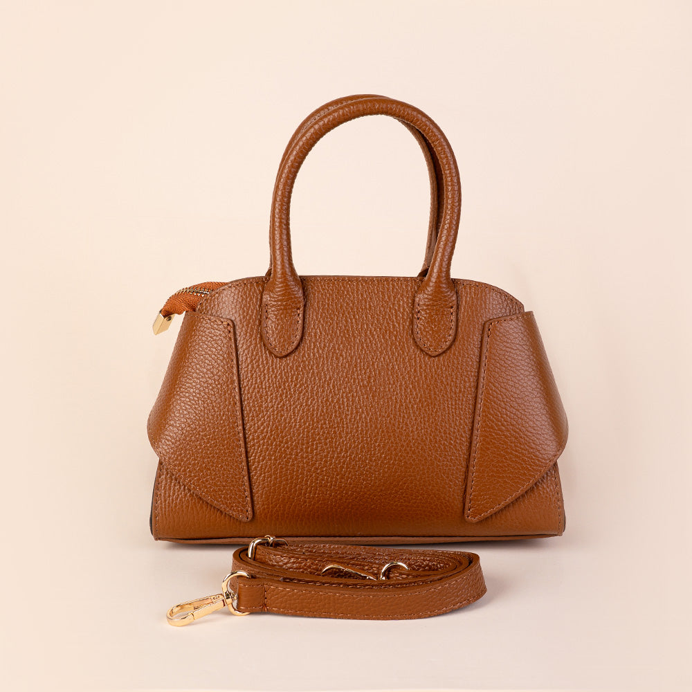 BORSA A MANO IN PELLE CON DOPPIA FIBBIA