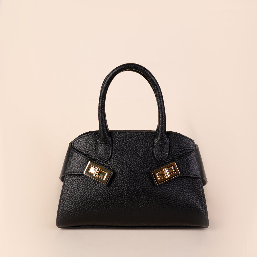 BORSA A MANO IN PELLE CON DOPPIA FIBBIA