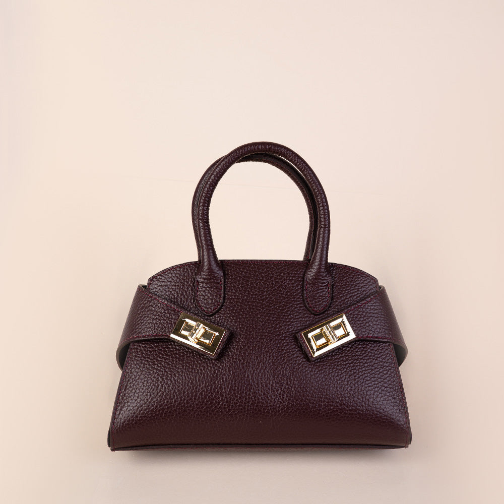 BORSA A MANO IN PELLE CON DOPPIA FIBBIA