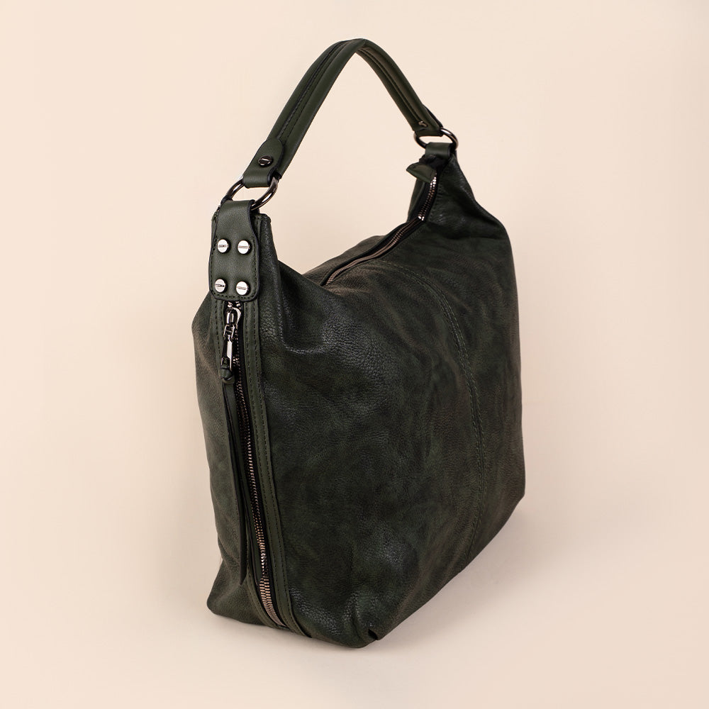 BORSA SPALLA GRANDE CHIUSURA ZIP MANICO UNICO