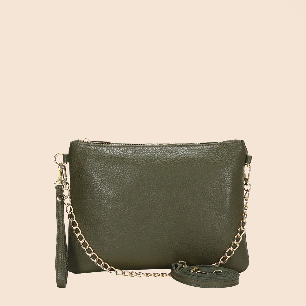 BORSA POCHETTE MEDIA RETTANGOLARE CLASSICA CON ZIP