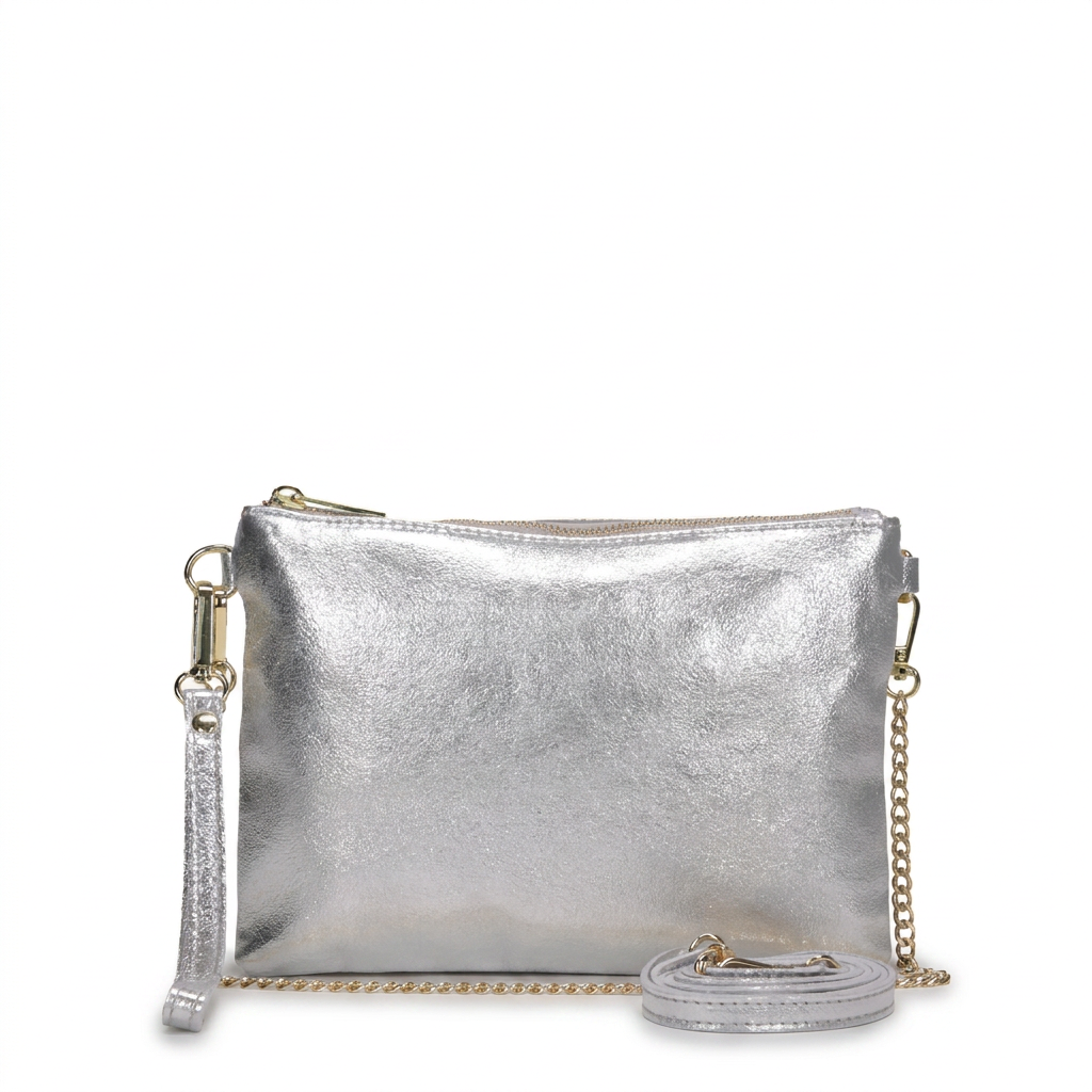 BORSA POCHETTE PICCOLA RETTANGOLARE CLASSICA CON ZIP