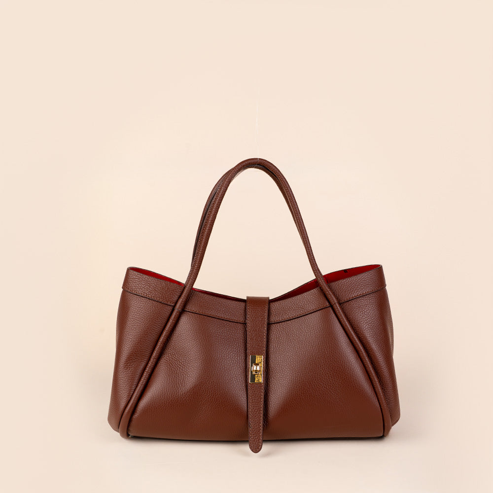 BORSA A SPALLA A TRAPEZIO CON CHIUSURA A GIRELLO