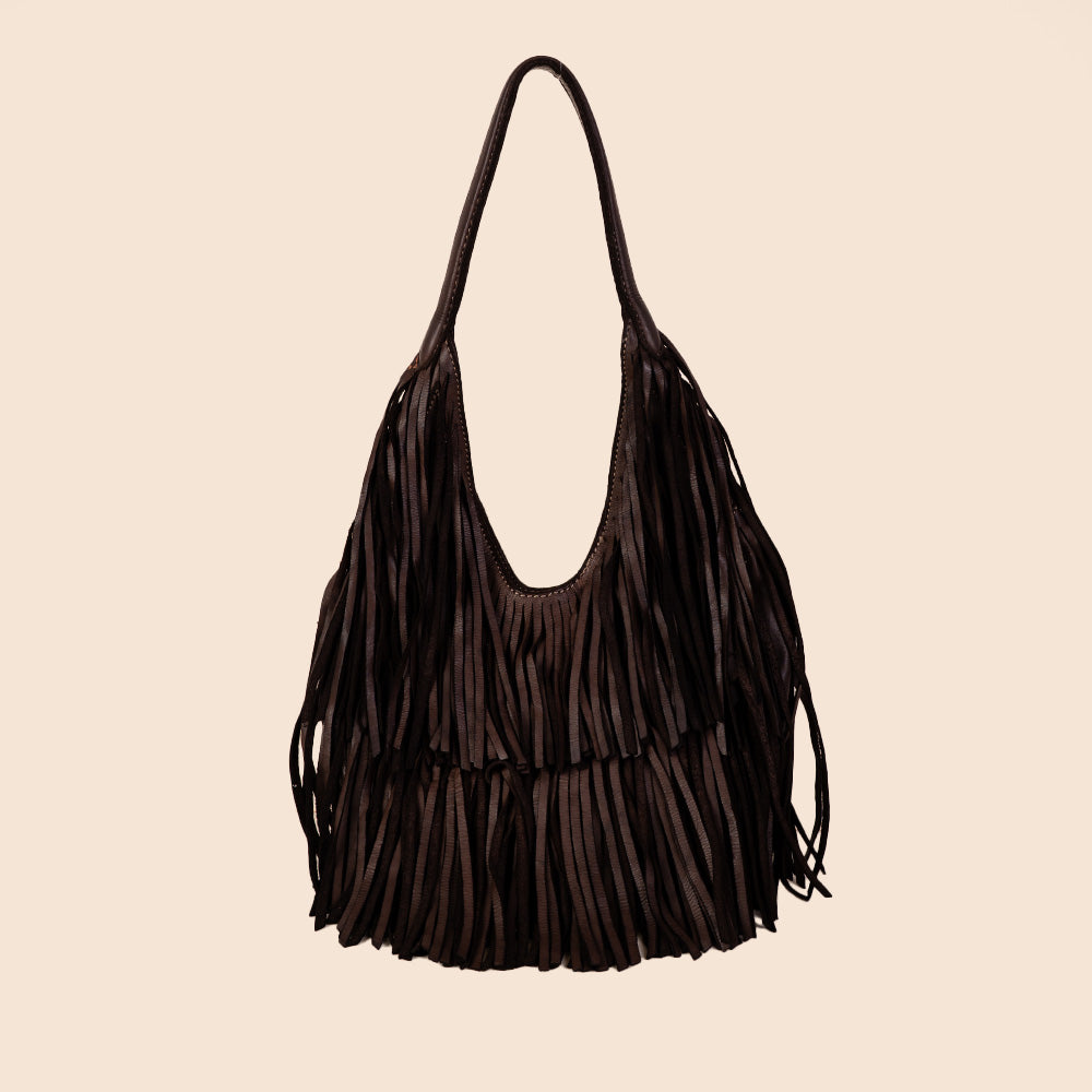 BORSA A SPALLA PICCOLA CON FRANGE