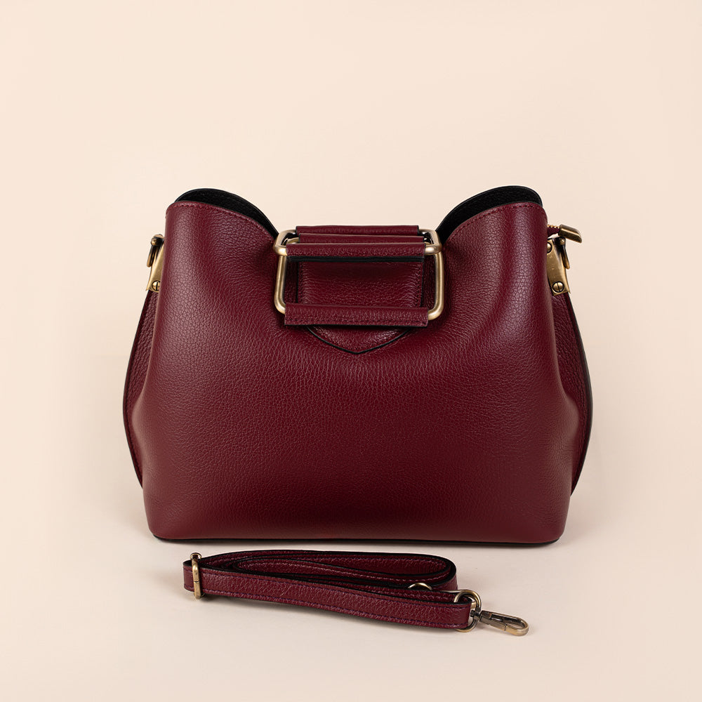 HANDBAG WITH RECTANGULAR METAL HANDLE