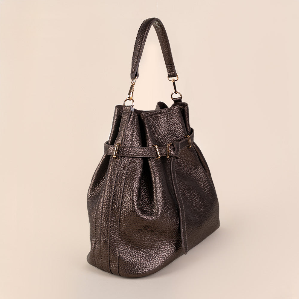 BORSA A MANO CON CHIUSURA A CINTA TRACOLLA E SVUOTA BORSA