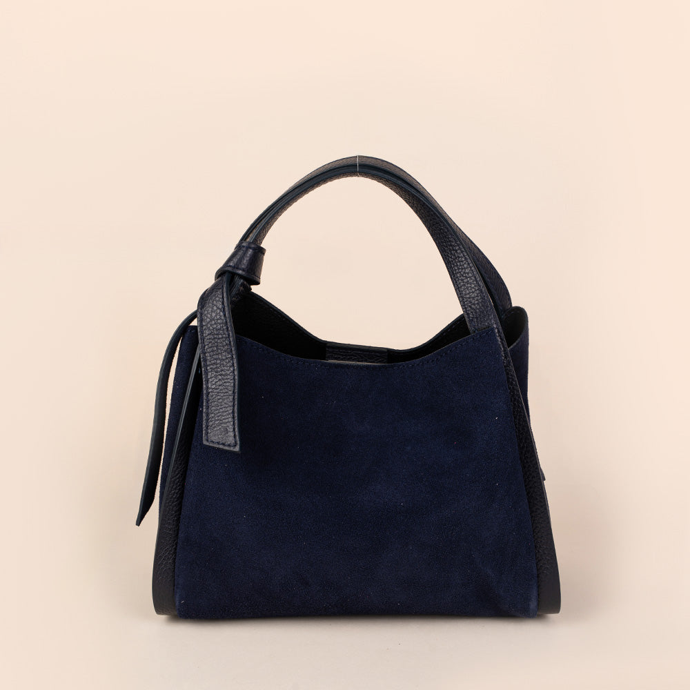 BORSA A MANO SCAMOSCIATA CON TRE SCOMPARTI INTERNI E TRACOLLA