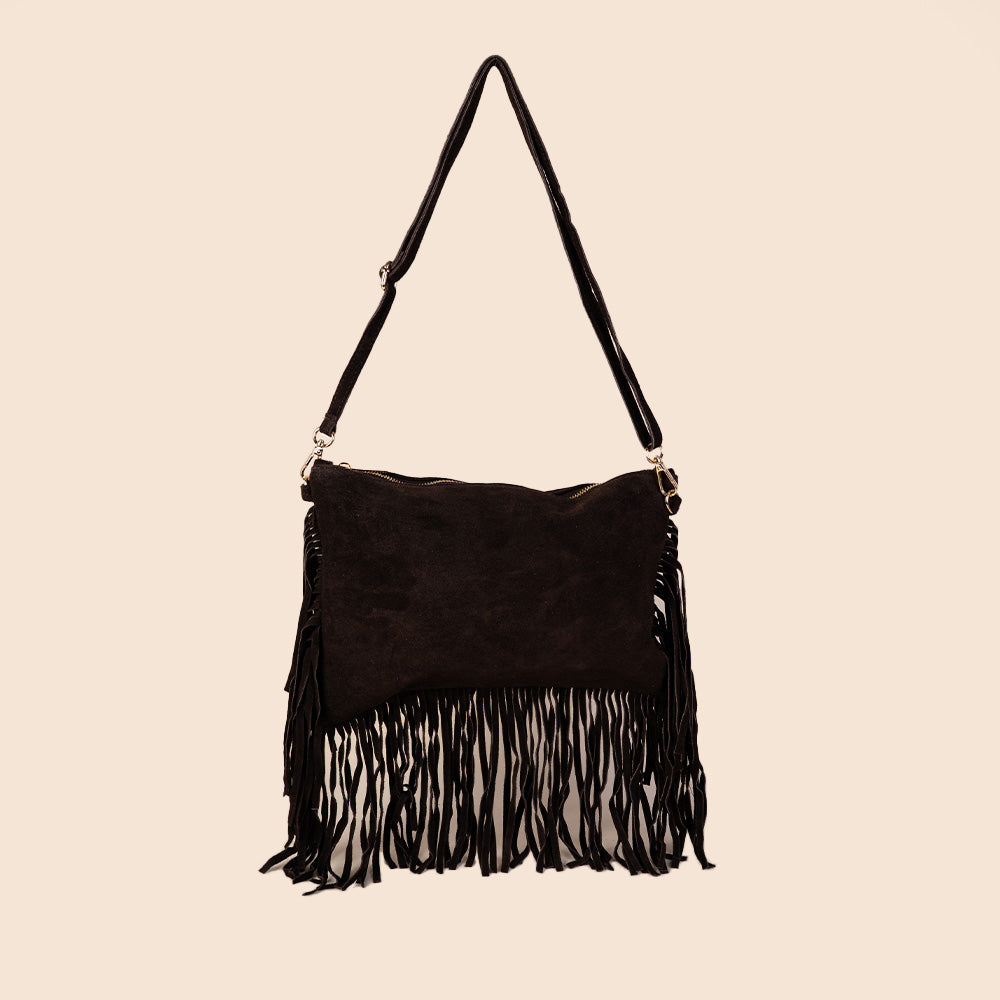 BORSA A TRACOLLA RETTANGOLARE CON FRANGE