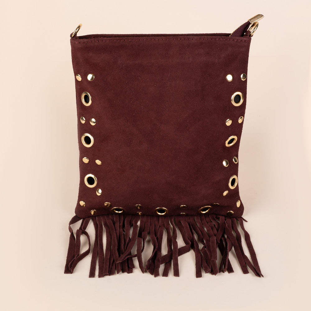 BORSA A TRACOLLA CON FRANGE E BORCHIE
