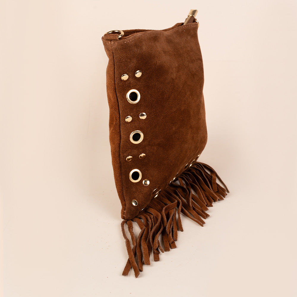 BORSA A TRACOLLA CON FRANGE E BORCHIE