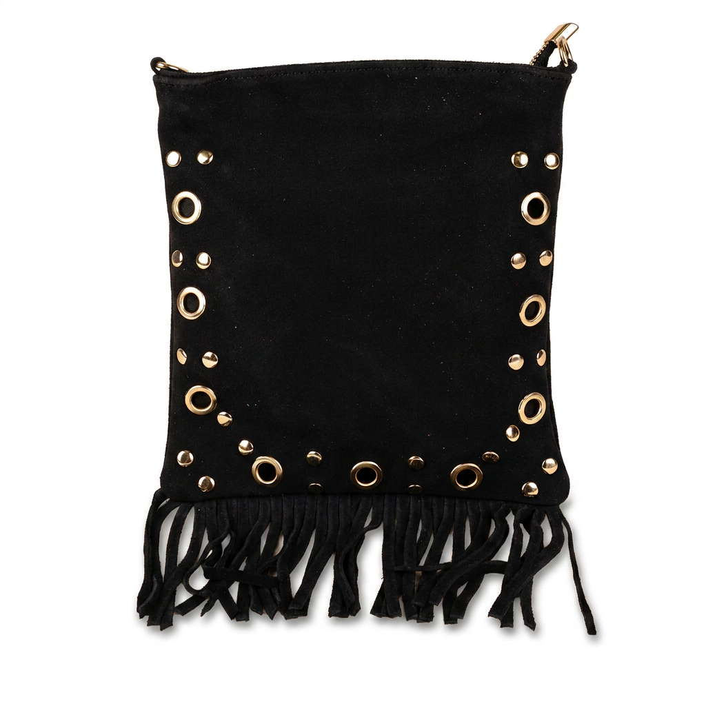 BORSA A TRACOLLA CON FRANGE E BORCHIE
