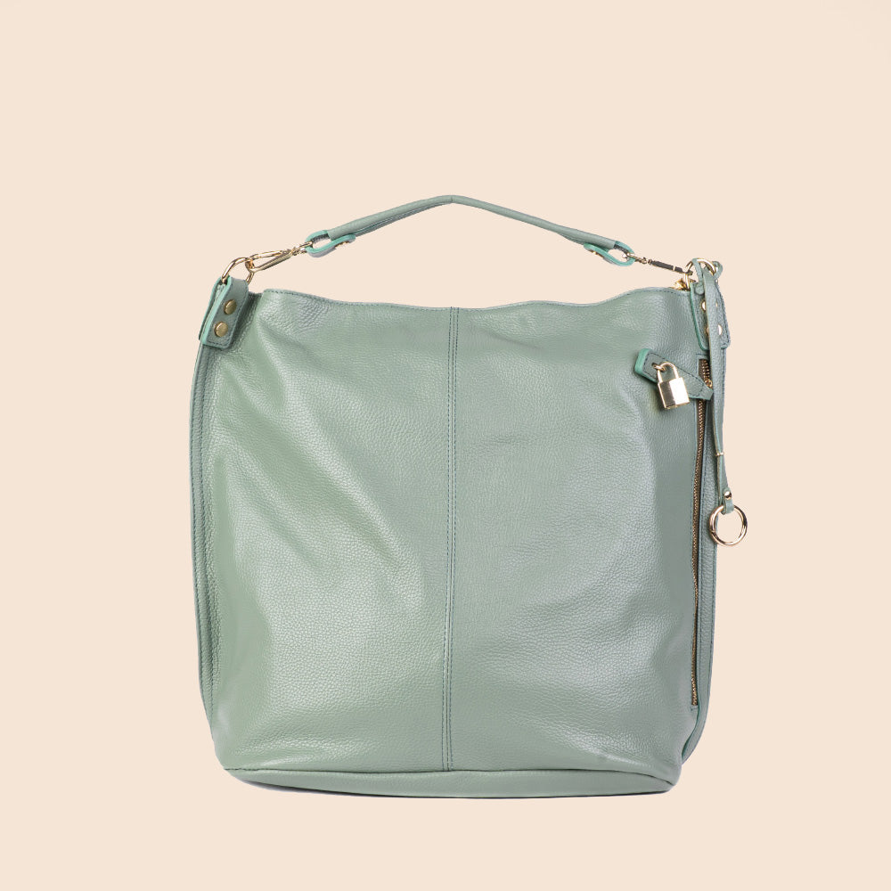 BORSA A SPALLA CON TASCA CON ZIP E LUCCHETTO CON CHIAVE