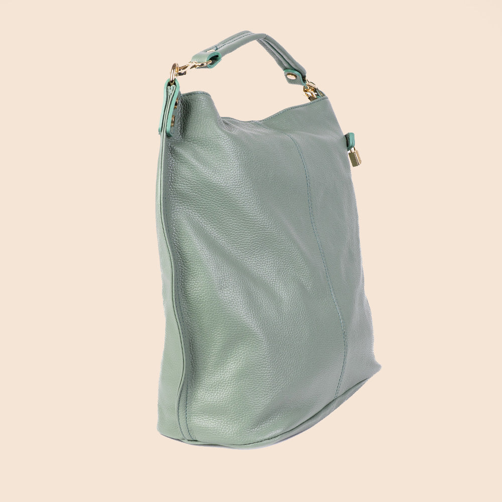 BORSA A SPALLA CON TASCA CON ZIP E LUCCHETTO CON CHIAVE
