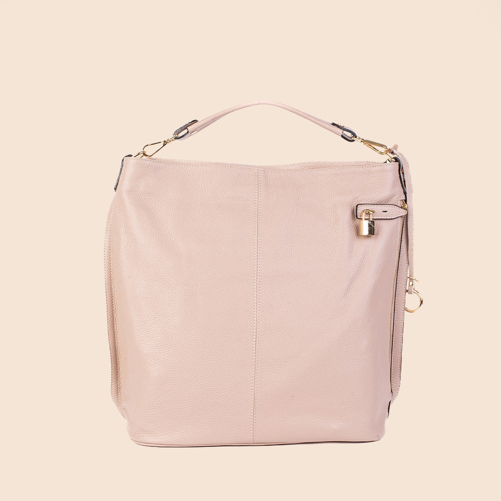 BORSA A SPALLA CON TASCA CON ZIP E LUCCHETTO CON CHIAVE