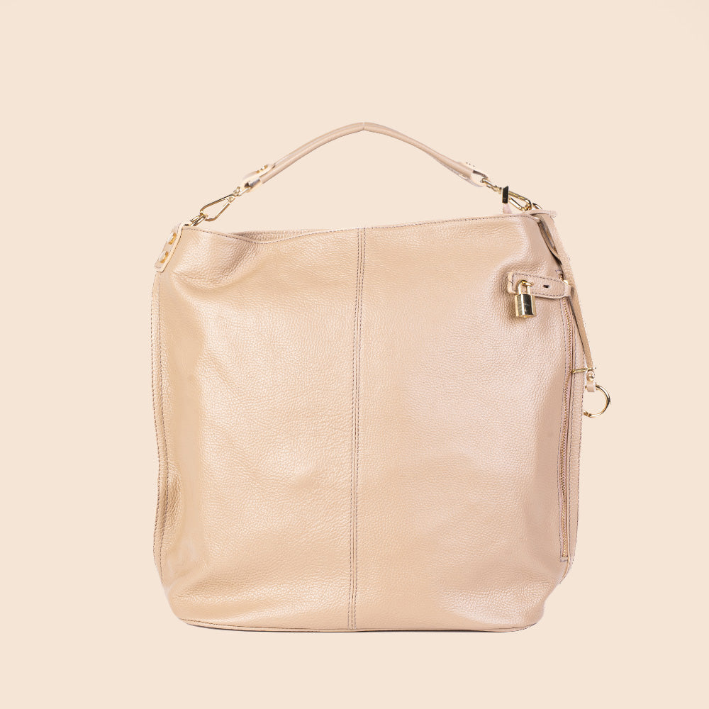 BORSA A SPALLA CON TASCA CON ZIP E LUCCHETTO CON CHIAVE