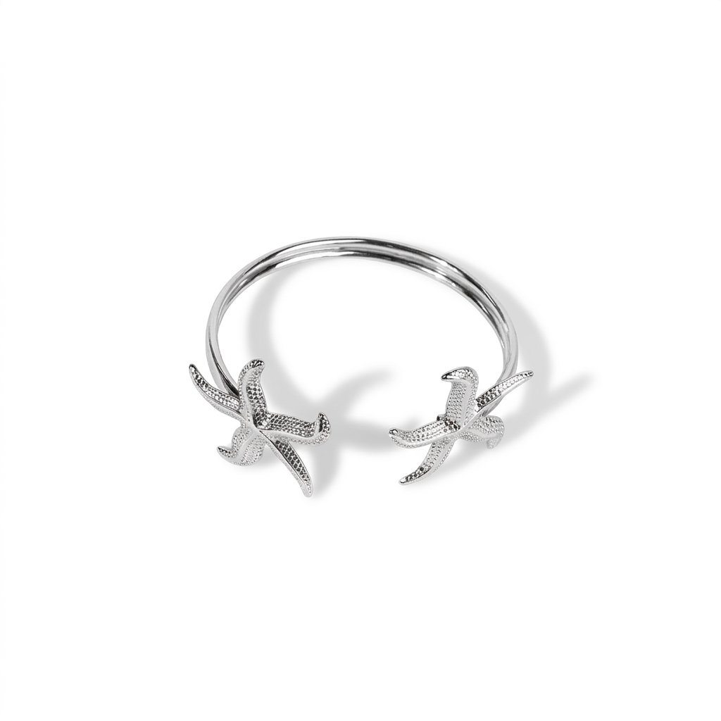 OPEN RIGID BRACELET WITH DOUBLE STARFISH
