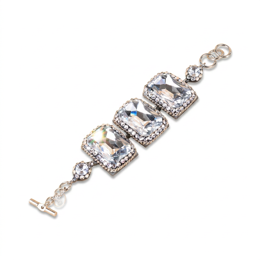 BRACELET WITH LARGE RECTANGULAR CRYSTALS