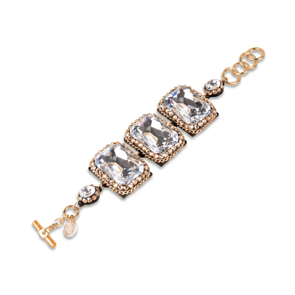 BRACCIALE CON CRISTALLI RETTANGOLARI GRANDI