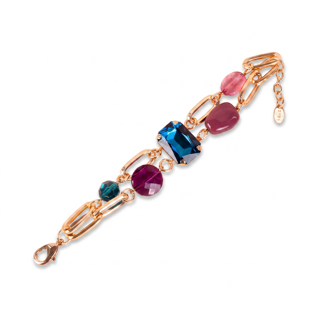 BRACELET WITH DOUBLE STRAND OF STONES