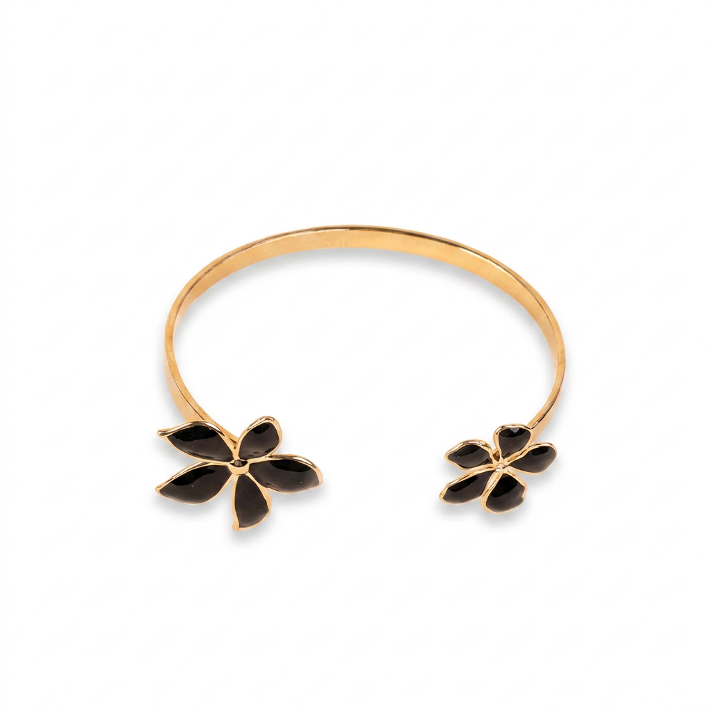 RIGID BRACELET WITH FLOWERS AT THE ENDS