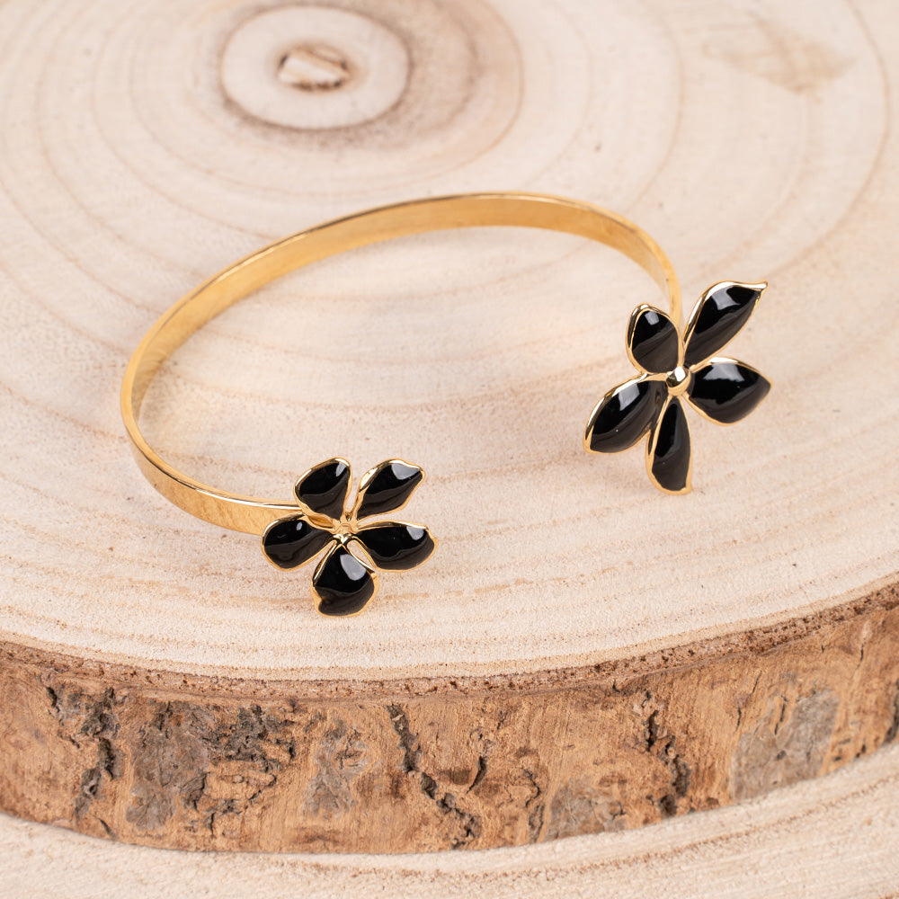 BRACCIALE RIGIDO CON FIORI ALLE ESTREMITA'