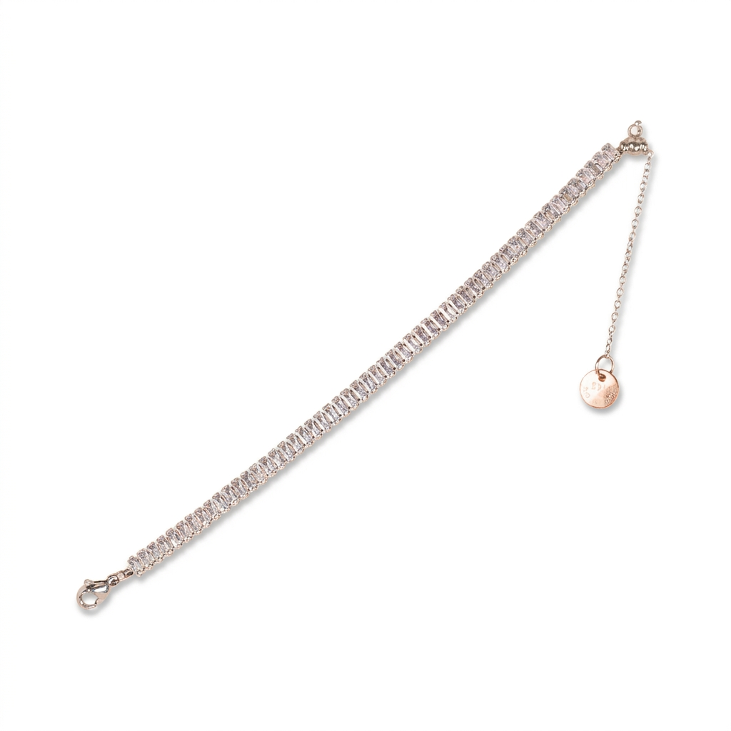 BRACCIALE MODELLO TENNIS CON STRASS RETTANGOLARI