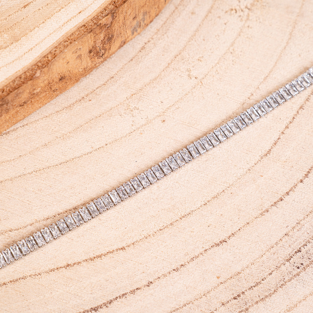 BRACCIALE MODELLO TENNIS CON STRASS RETTANGOLARI