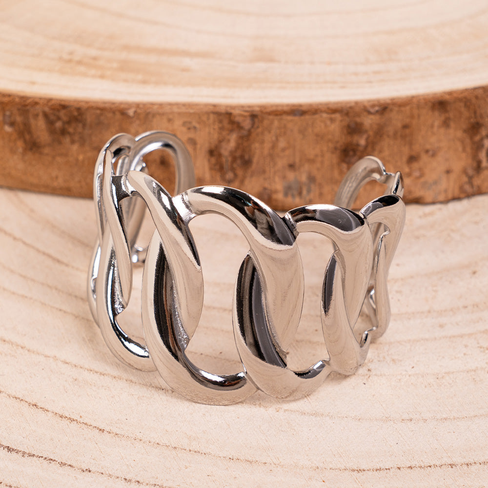 BRACCIALE RIGIDO CON MAGLIE INCROCIATE