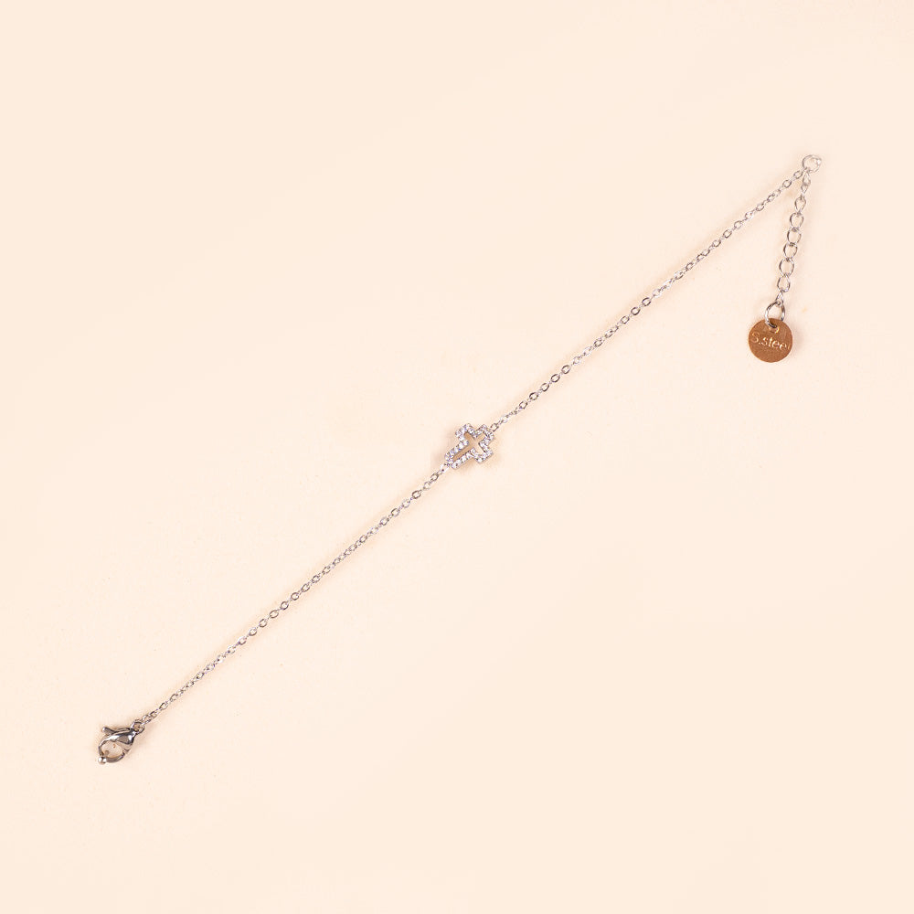 FINE BRACELET WITH CROSS WITH RHINESTONE