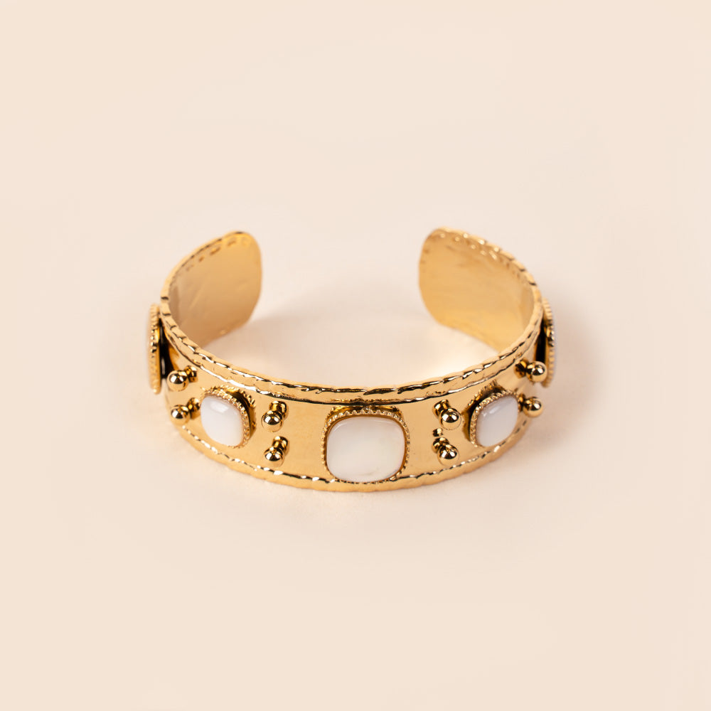 RIGID BRACELET WITH SQUARE STONES