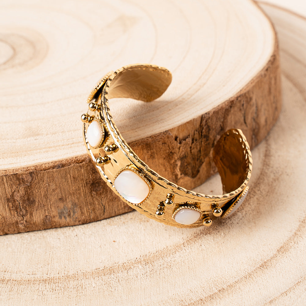 RIGID BRACELET WITH SQUARE STONES