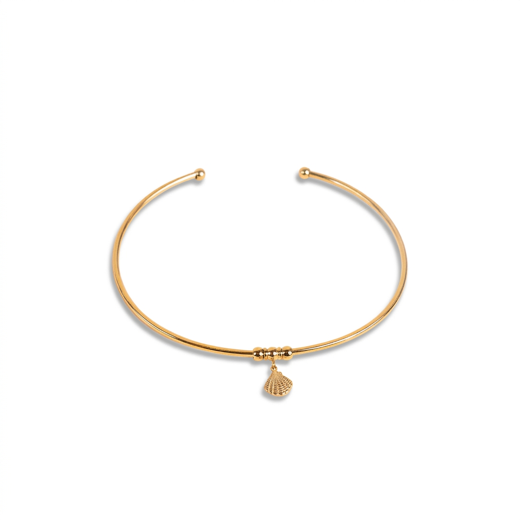 BRACCIALE RIGIDO REGOLABILE CON CIONDOLO A CONCHIGLIA