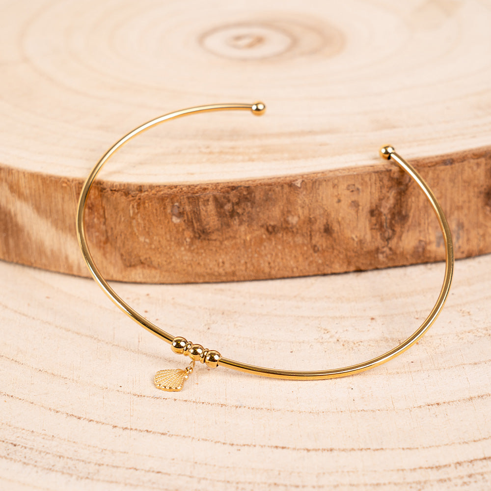 BRACCIALE RIGIDO REGOLABILE CON CIONDOLO A CONCHIGLIA