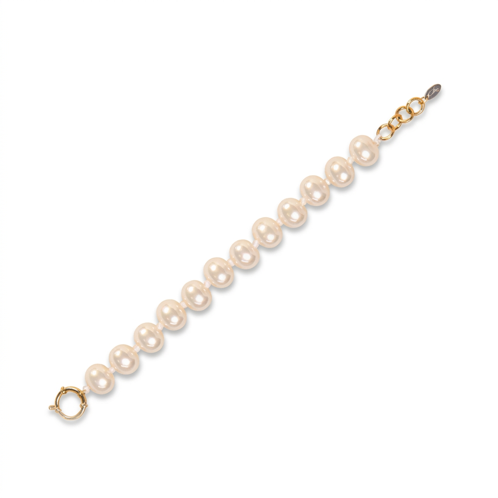BRACELET WITH OVAL SHINY PEARLS