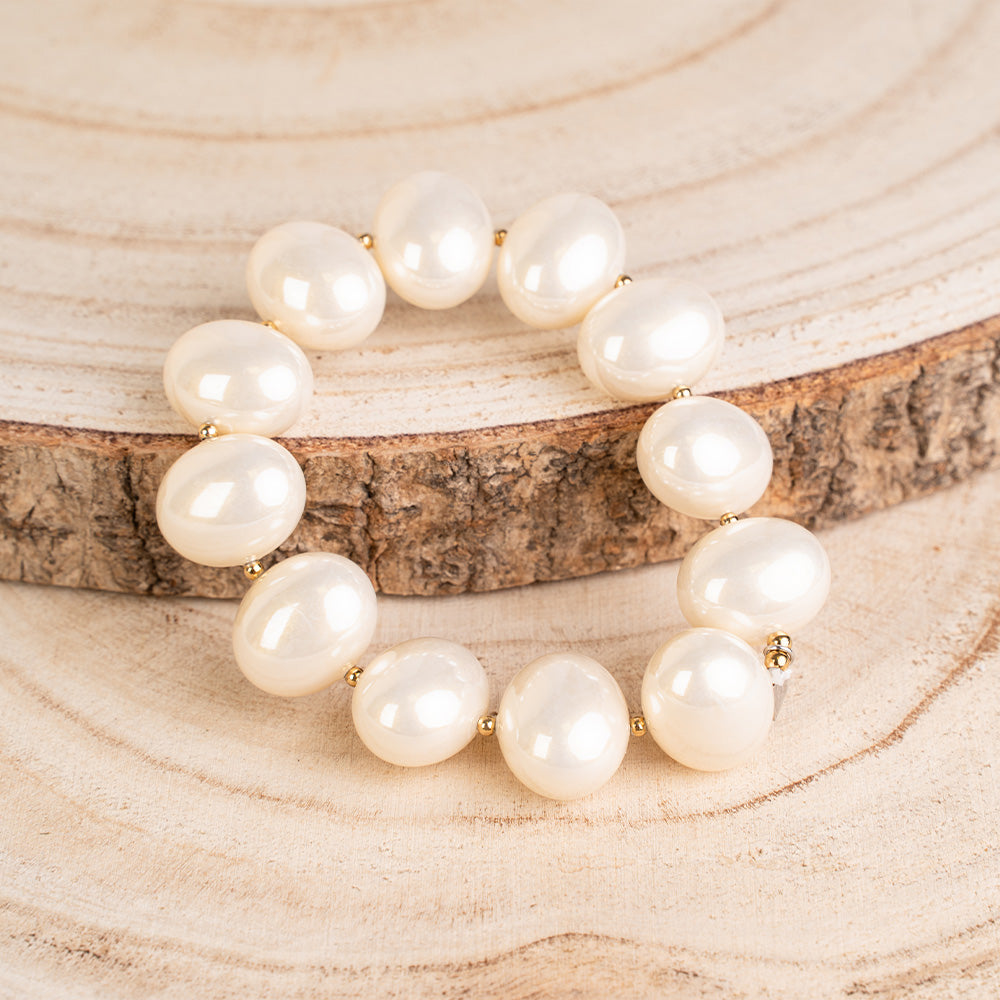 BRACCIALE ELASTICO CON PERLE OVALI