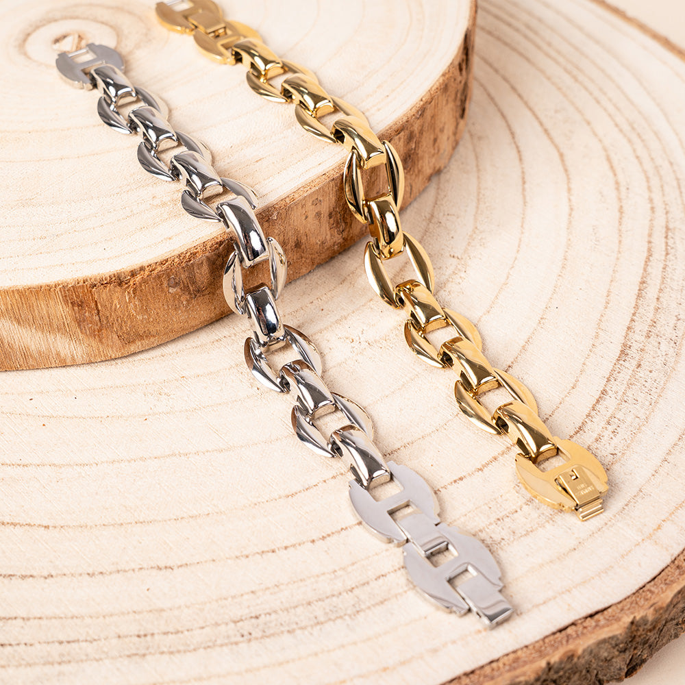 BRACCIALE A CATENA CON MAGLIE ALTERNATE