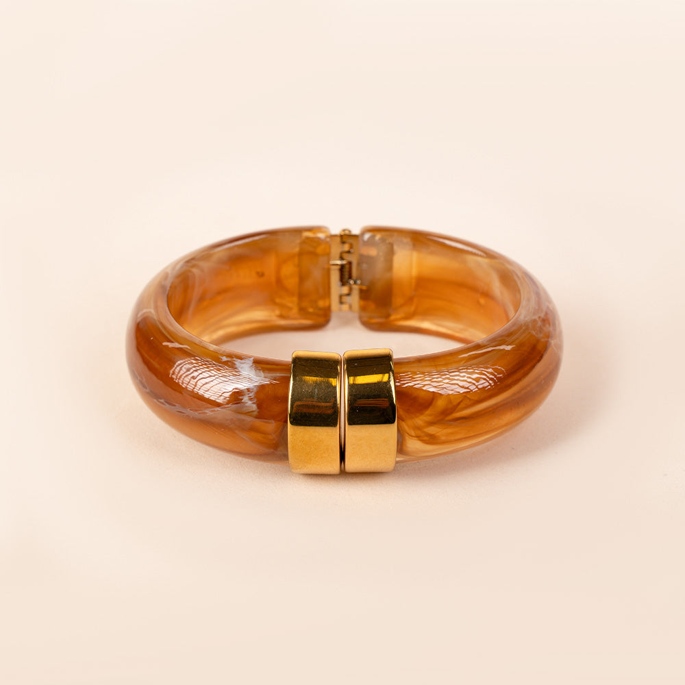 MARBLED RESIN RIGID BRACELET WITH SPRING CLASP