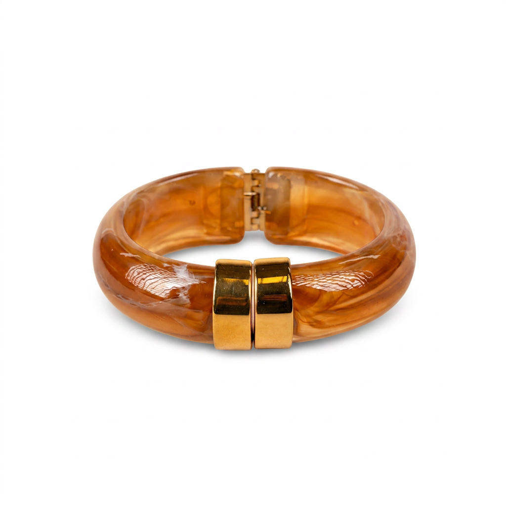 MARBLED RESIN RIGID BRACELET WITH SPRING CLASP