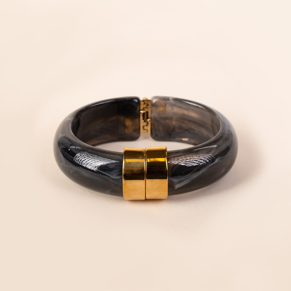 MARBLED RESIN RIGID BRACELET WITH SPRING CLASP