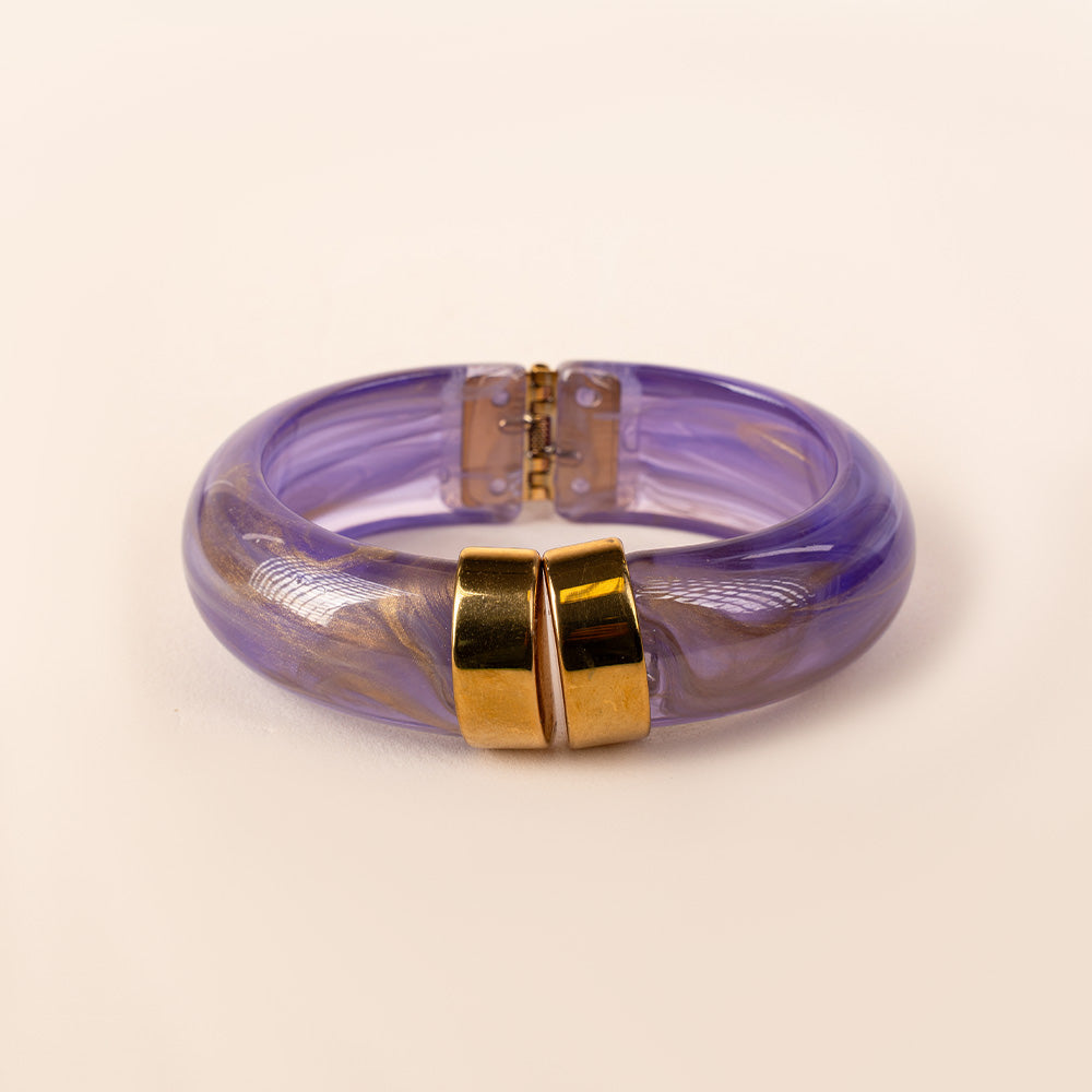 MARBLED RESIN RIGID BRACELET WITH SPRING CLASP