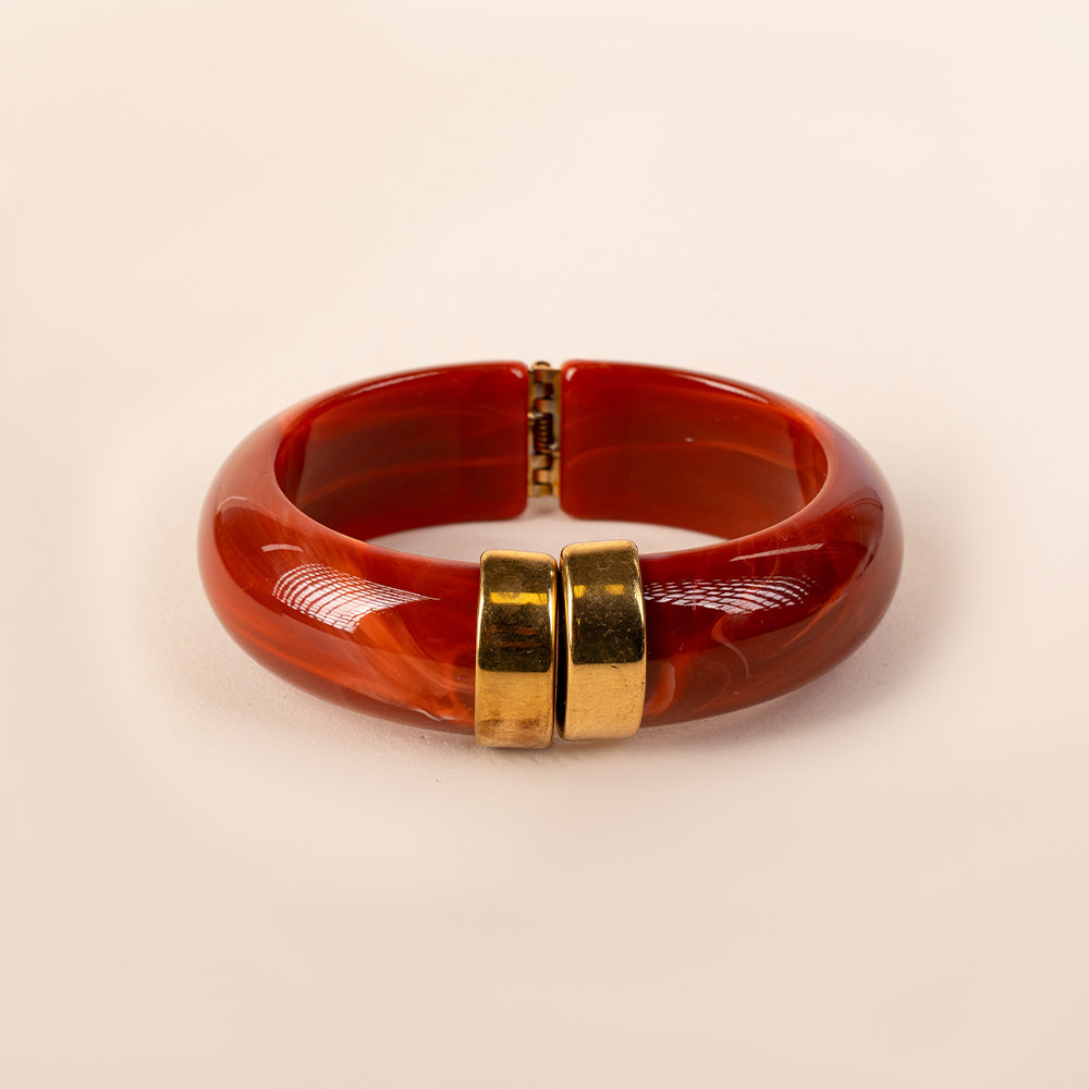 MARBLED RESIN RIGID BRACELET WITH SPRING CLASP