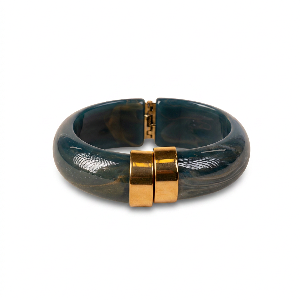MARBLED RESIN RIGID BRACELET WITH SPRING CLASP